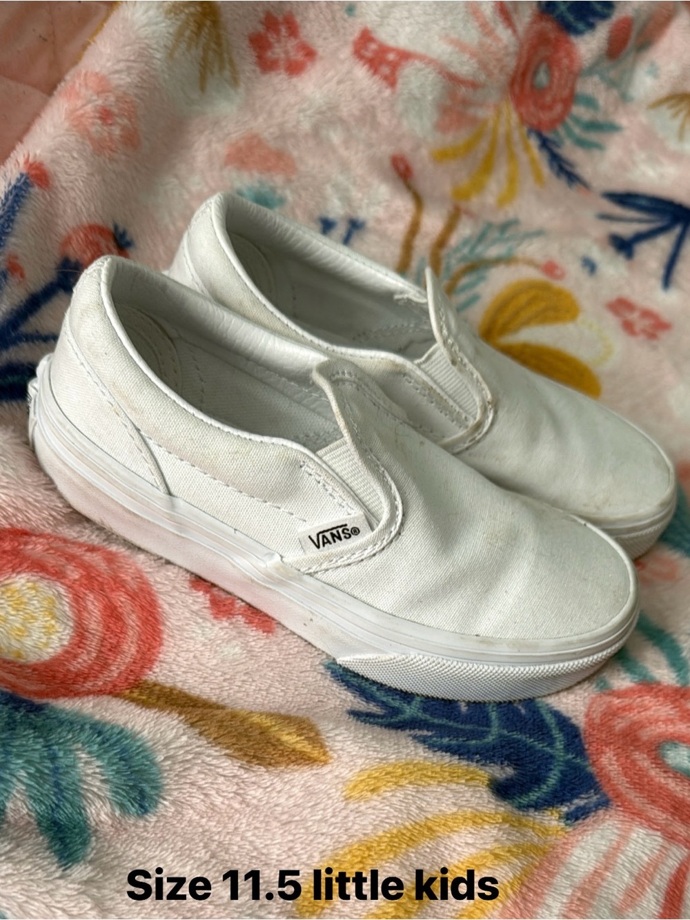 Vans Kids White Slip-On Canvas Sneakers
